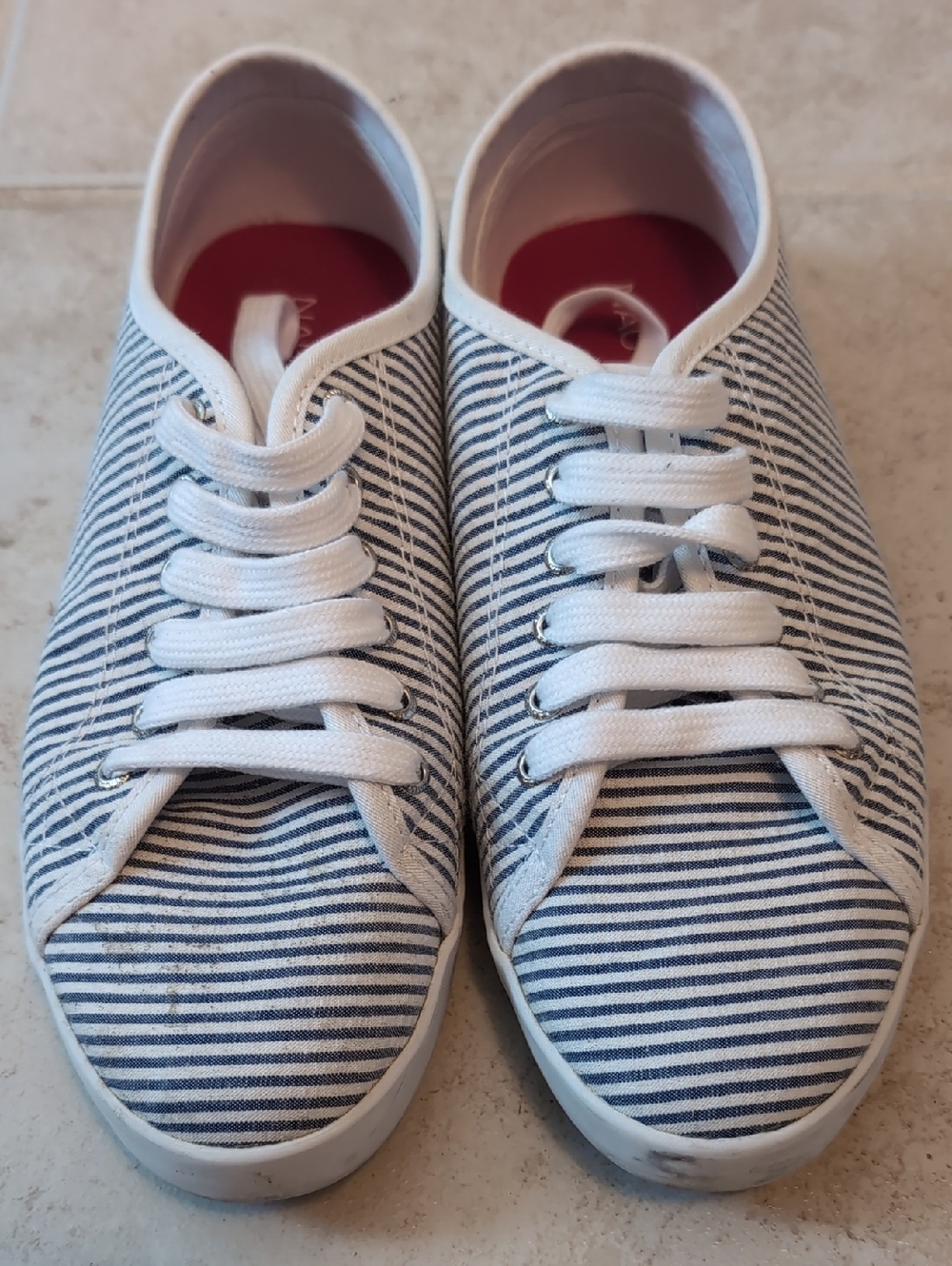 Nautica Navy and White Striped Canvas Sneakers